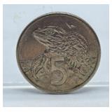 1989 New Zealand Five Cent Coin
