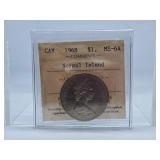ICCS Graded Mint State 1968 Canada One Dollar