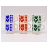 Vintage Termocrisa Milk Glass Tulip Mug Set - Six
