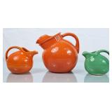 Vintage Ball Jugs - Large Orange Painted Glass &
