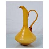 Beautiful MCM Yellow & Amber Glass Pitcher -