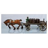 Vintage Cast Horsedrawn Cart w/Rider & Wood