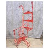 Vintage Wrought Iron Red Staircase Plant Stand -