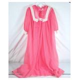 Gorgeous Vintage Pink Nightgown w/Overcoat Size L