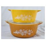 Vintage Pyrex Butterfly Gold Casseroles - 474,