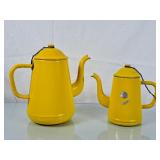 Vintage Yellow Enamel Tea Pots