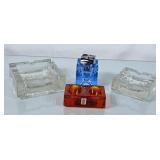 Piezo Blue Glass Lighter, Holmegaard Ashtray &