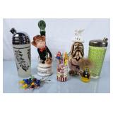 Vintage Shakers, Decanters, Swizzle Sticks &