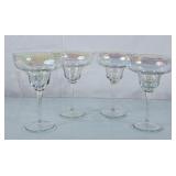 Set of Four Opalescent Glass Margarita Glasses