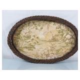 Lovely Wicker & Linen Serving Tray