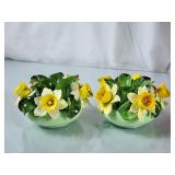 Beautiful Denton China Daffodil Candle Holders