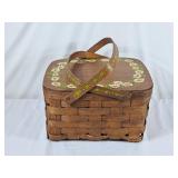 Handpainted Vintage Picnic Basket w/Small Table