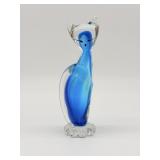Lovely Murano Glass Blue Cat - 8"H, No Chips or