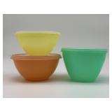 Trio of Vintage Pastel Tupperware Bowls w/Lids