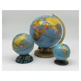 Trio of Vintage Metal Globes - Two are Banks