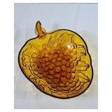 Vintage Amber Indiana Glass Grape Shaped Bowl -