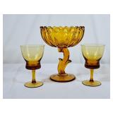 Vintage Amber Indiana Glass Lotus Blossom