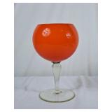 Vintage Orange Art Glass Compote - 10"H