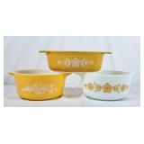 Vintage Butterfly Gold Pyrex Casseroles 043 &