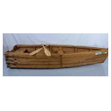 42"L Handcrafted Wood Boat w/Paddles