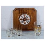 Vintage Serving Board & Gold Design Drinkware