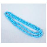 Vintage Aqua Blue Chalcedony Beaded Necklace -