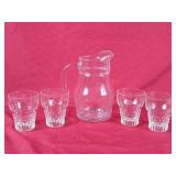 Vintage Pitcher & Set of Etched Glasses