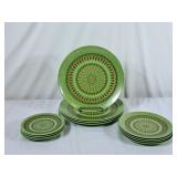 Vintage Avocado Melmac Plates w/Sunburst Pattern