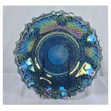 Vintage Carnival Glass Blue Ruffled Plate