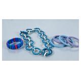 Vintage Pastel Bangle Bracelets, Colorful Stretch