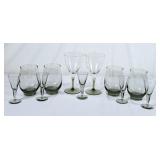 Vintage Smokey Glass Wine Glasses, Sherry Glasses