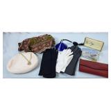 Cobalt Glass Perfume Bottle, Beaded Purse,