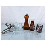 Vintage Handheld Juicer, Amber Glass Daisy