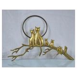 Vintage Brass Cat Wall Art