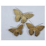 Trio of Solid Brass Butterfly Wall Hangers