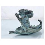 Adorable Vintage Bronze Mouse Candle Holder