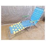 Webbed Vintage Aluminum Folding Chaise Lounge