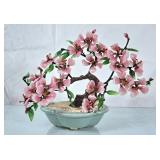 Vintage Asian Bonsai Tree w/Glass Petals & Leaves