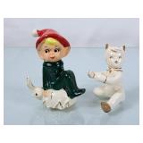 Vintage Ceramic Pixie Elf & Elf Candle Slider