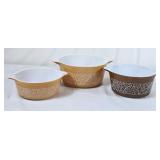 Vintage Pyrex Woodland Casseroles 472, 473, & 474