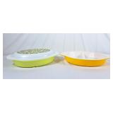 Vintage Pyrex Verde & Daisy Divided Serving