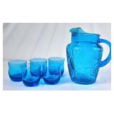 Vintage Anchor Hocking "Rain Flower" Blue Glass