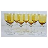 Beautiful Amber Glass Wine Glass Set