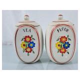 Beautiful Vintage Flour & Tea Canisters - Tea Has