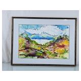 Beautiful M. Roske Framed Watercolour 26"Wx20"H
