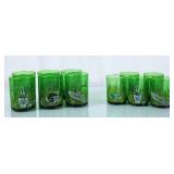 Vintage Green Glass Wine & Cheese Print Glassware