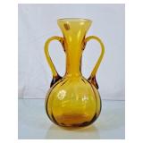 Beautiful Italian Amber Glass Double Handled Vase