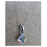 Sterling Silver 925 Necklace with Crystal Cube