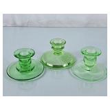 Beautiful Green Uranium Glass Candle Holders -