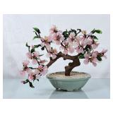 Vintage Asian Bonsai Tree w/Glass Leaves & Petals